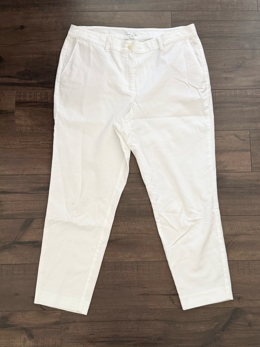 J. Jill White Textured Cotton Pants Classic Tapered Women’s Size 12